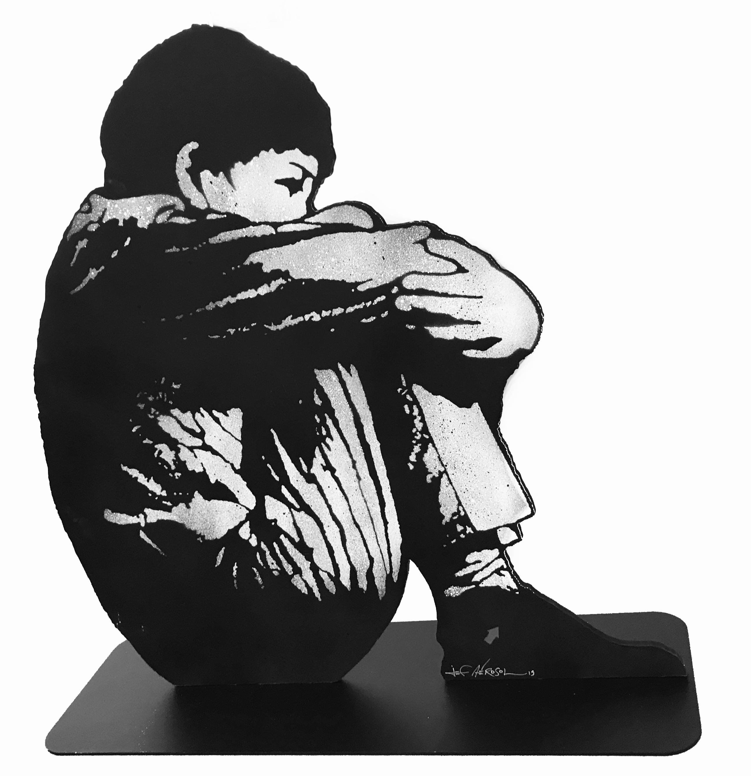 Jef Aérosol Sitting Kid Galerie Martine Ehmer Jef Aérosol Sitting Kid, street Art, sculpture, Art urbain, peinture, galerie Martine Ehmer